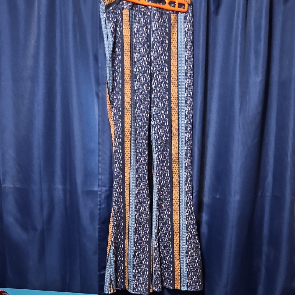 Flared Patterned High Rise Stretch Pants
